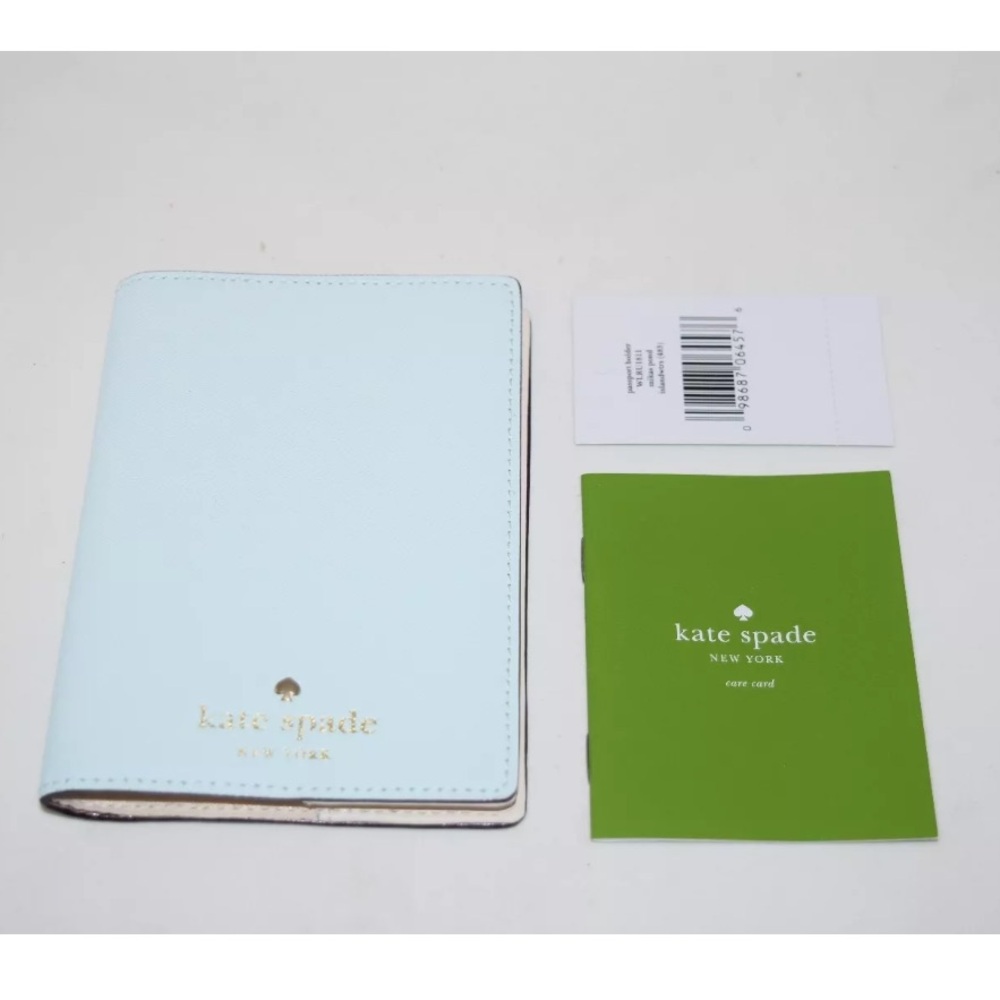 NWT KATE SPADE Passport Holder Leather Mikas Pond Island Waters